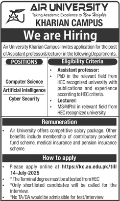 Jobs in Air University Kharian